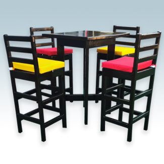 High Bar Table with 4 x Matching Chairs
