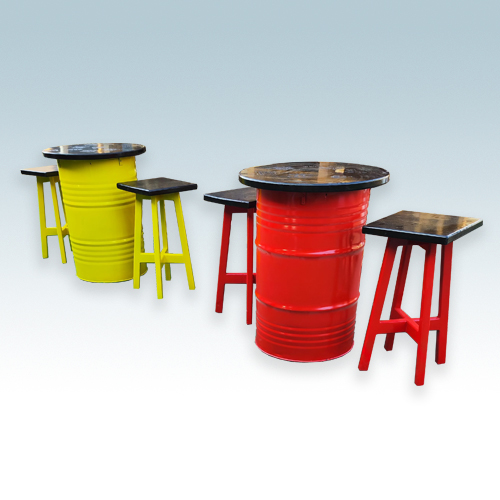Oil Drum Bar Table & Stool Set